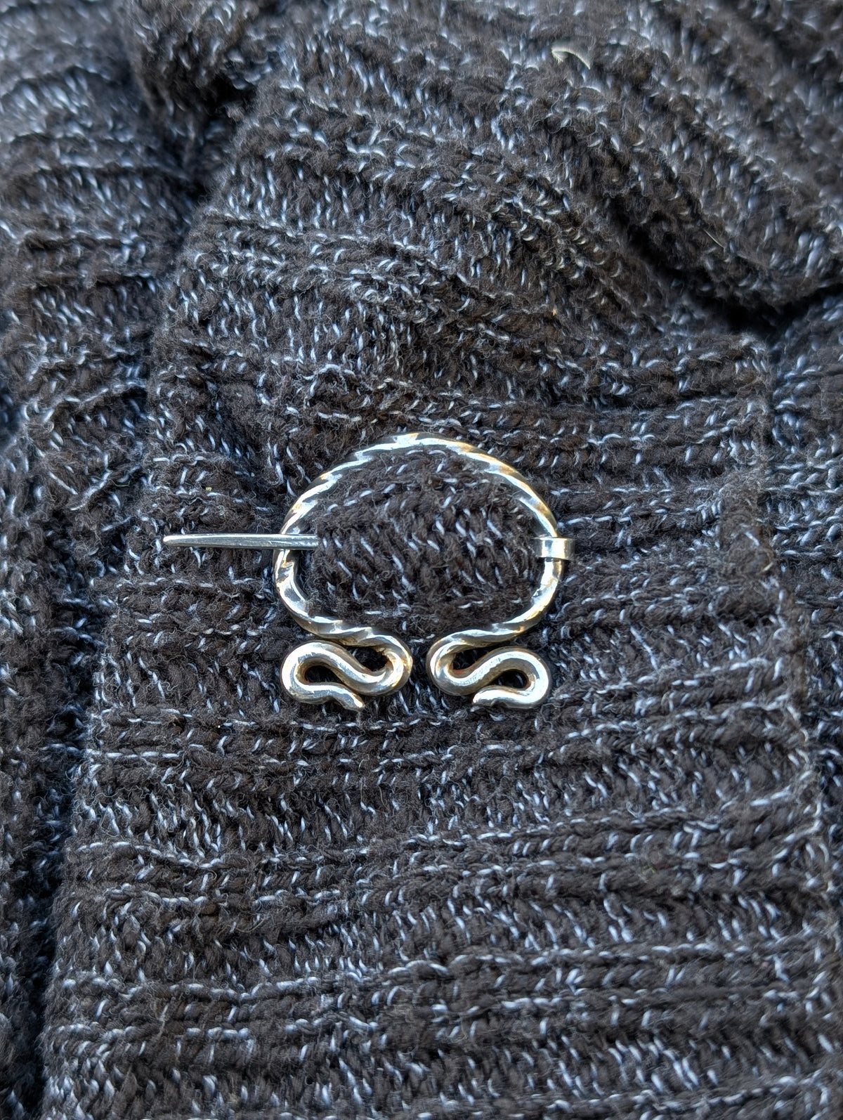 Sterling Silver Twist Penannular Brooch 40mm