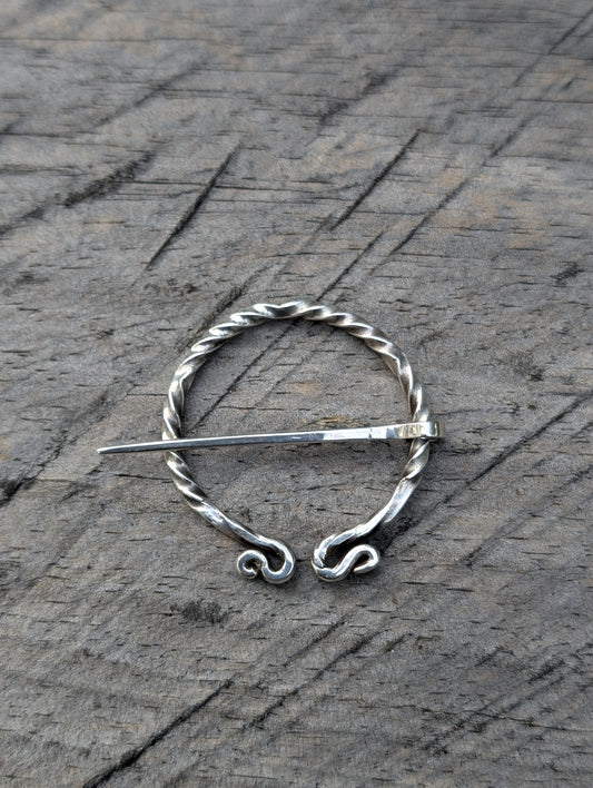 Sterling Silver Twist Penannular Brooch 50mm