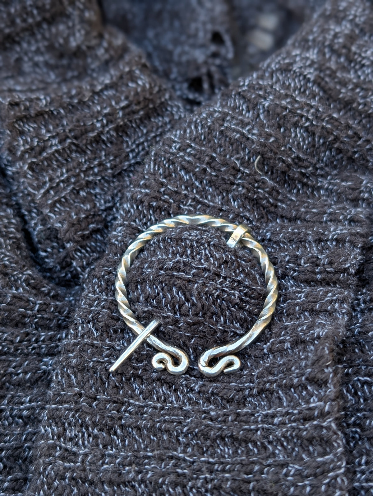 Sterling Silver Twist Penannular Brooch 50mm