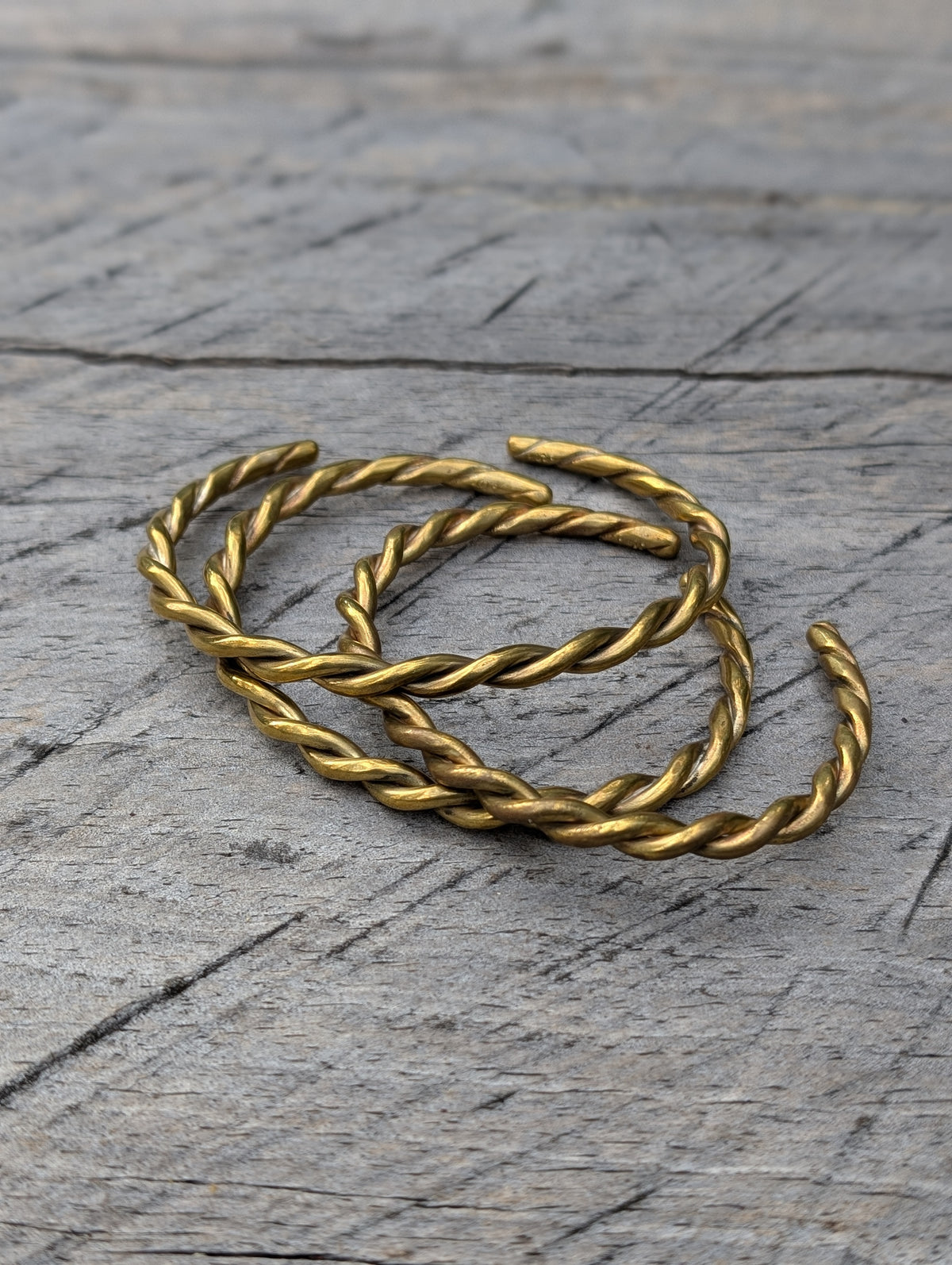 Heavy Twisted Brass Bracelet