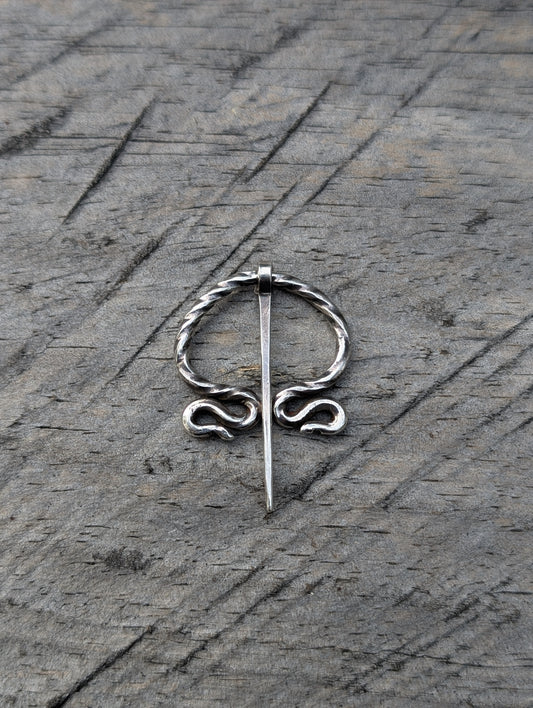 Sterling Silver Twist Penannular Brooch 40mm